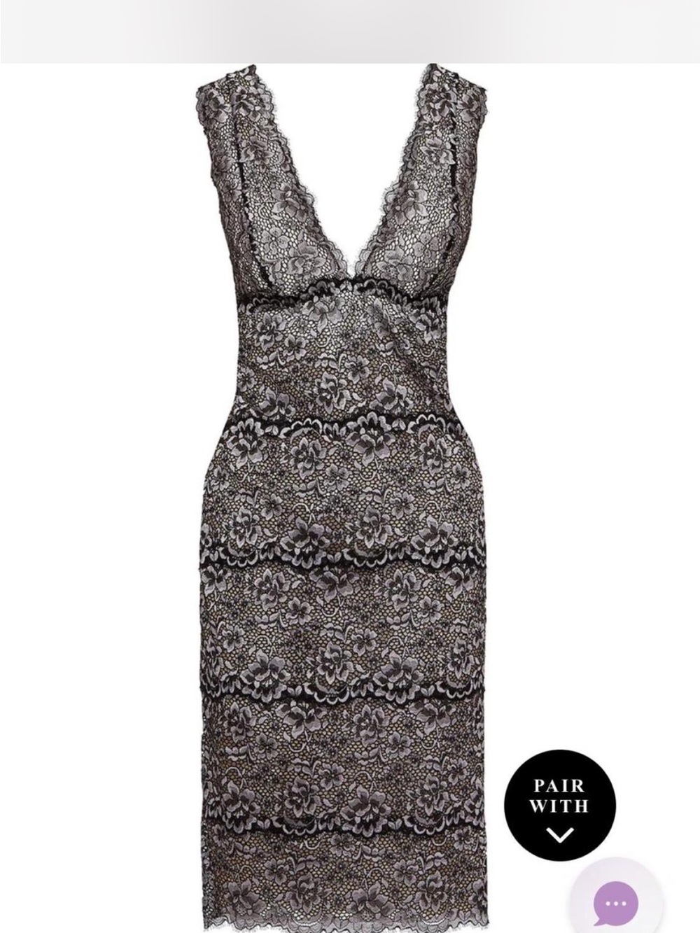 BNWT Cosabella Prêt à Porter Lace V-Neck Sheath Dress in Black and Gray Size L